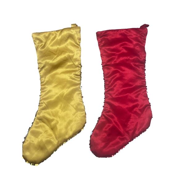 Lot of 2 Vintage DAN DEE Sequined Glittery Ornate Christmas Hanging Stockings - Picture 2 of 11